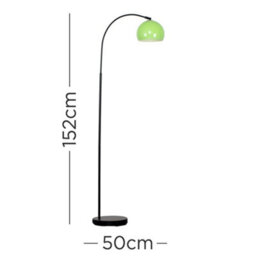Valuelights Designer Style Black Curved Stem Floor Lamp With Gloss Green Metal Dome Light Shade - thumbnail 5
