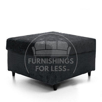 Furnishings For Less UK Zink Soft Chenille Fabric Black Footstool Sofa Accessory