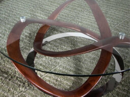 Angel Cerda Stylish Round Coffee Table With Tempered Glass And Walnut Finish - thumbnail 4