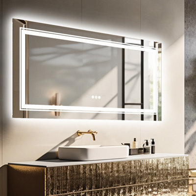 Luvodi 1050X500mm Led Illuminated Bathroom Mirror Anti-Fog Shatterproof Aluminum Frame - image 1