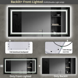 Luvodi 1050X500mm Led Illuminated Bathroom Mirror Anti-Fog Shatterproof Aluminum Frame - thumbnail 4