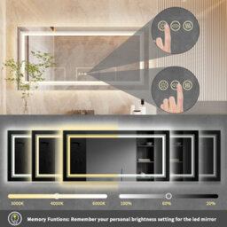 Luvodi 1050X500mm Led Illuminated Bathroom Mirror Anti-Fog Shatterproof Aluminum Frame - thumbnail 5