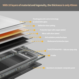 Luvodi 1050X500mm Led Illuminated Bathroom Mirror Anti-Fog Shatterproof Aluminum Frame - thumbnail 8