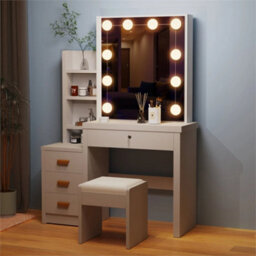 Dressing Table With Drawers Mirror Stool Set - thumbnail 5