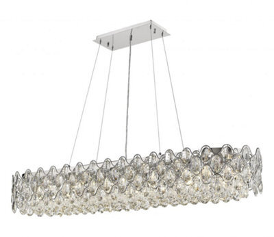 Luminosa Lighting Luminosa Raina 16 Light Chrome Oblong Crystal Light Bar Pendant Ceiling Light