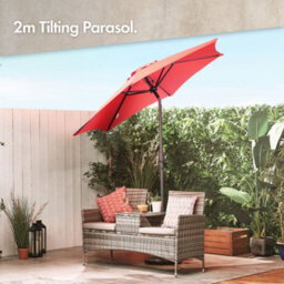 Vonhaus Parasol 2M, Garden Umbrella, Sun Shade Canopy With Hand Crank, Tilt Function, Uv30+ Protection, Air Vent, Steel Frame - thumbnail 2