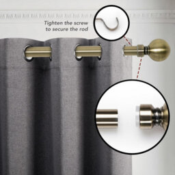 Aspire Homeware Plain Metal Curtain Pole With Ball Finials Extendable Rod 160-300 Cm (Antique Brass) - thumbnail 5