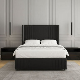 REGIONAL FURNISHINGS Divan Bed Set Black Plush Velvet Upholstered 54Inch Headboard 2Drawersfootend & Mattress In Double King 4Ft 6Ft Sizes - thumbnail 2