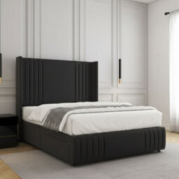 REGIONAL FURNISHINGS Divan Bed Set Black Plush Velvet Upholstered 54Inch Headboard 2Drawersfootend & Mattress In Double King 4Ft 6Ft Sizes - thumbnail 3
