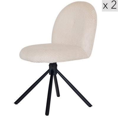 Nordlys Set Of 2 Scandinavian Swivel Dining Chairs Metal In Beige Velvet Modern Design Style Dining Room - image 1