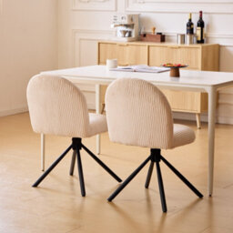 Nordlys Set Of 2 Scandinavian Swivel Dining Chairs Metal In Beige Velvet Modern Design Style Dining Room - thumbnail 5