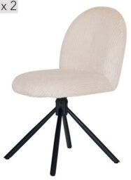 Nordlys Set Of 2 Scandinavian Swivel Dining Chairs Metal In Beige Velvet Modern Design Style Dining Room - thumbnail 2