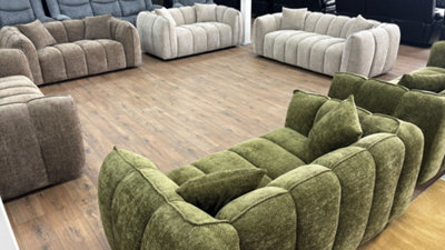 Stratus Interiors Venice Chunky Panel Sofa Plush, Stylish & Durable Living Room Sofa - Green - 2 Seater - image 1