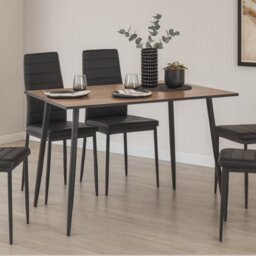Impact Furniture Small Kitchen Table Narrow Dining Table  4 6 Seater Oak Wood Effect Top Black Legs Scandi Modern Tom - thumbnail 4