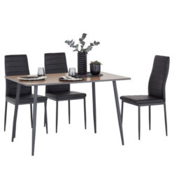 Impact Furniture Small Kitchen Table Narrow Dining Table  4 6 Seater Oak Wood Effect Top Black Legs Scandi Modern Tom - thumbnail 7