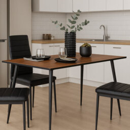 Impact Furniture Small Kitchen Table Narrow Dining Table  4 6 Seater Oak Wood Effect Top Black Legs Scandi Modern Tom - thumbnail 3