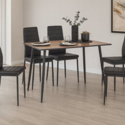 Impact Furniture Small Kitchen Table Narrow Dining Table  4 6 Seater Oak Wood Effect Top Black Legs Scandi Modern Tom - thumbnail 2