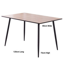 Impact Furniture Small Kitchen Table Narrow Dining Table  4 6 Seater Oak Wood Effect Top Black Legs Scandi Modern Tom - thumbnail 8