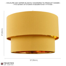 Happy Homewares Modern Mustard Ochre Cotton Double Tier Ceiling Shade With Shiny Golden Inner - thumbnail 5