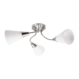 Valuelights Kristina Silver 3 Arm Ceiling Light With White Frosted Glass Shades