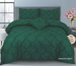 TheWhiteWater Limited Pintuck Duvet Cover Set + Matching Pillowcases, Hand Stitches Quilt Bedding Set - Emirates Green - thumbnail 2
