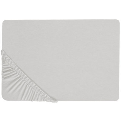 Beliani Fitted Sheet Janbu Cotton 200 X 200 Cm Light Grey - image 1