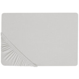 Beliani Fitted Sheet Janbu Cotton 200 X 200 Cm Light Grey - thumbnail 1
