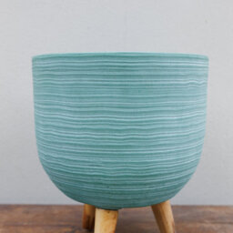 Primrose Round Textured Patio Planter With Wooden Legs In Blue 30Cm - thumbnail 8