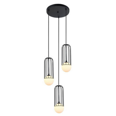 Luminosa Lighting Luminosa Modern Hanging Pendant Black 3 Light  With Black, White Shade, G9