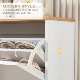 Wyld Haus Ellora Lera Slim Shoe Cabinet White And Natural - 3 Flip Drawers, Stores 12 Pairs, 70W X 23.5D X 122H Cm - thumbnail 6