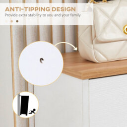 Wyld Haus Ellora Lera Slim Shoe Cabinet White And Natural - 3 Flip Drawers, Stores 12 Pairs, 70W X 23.5D X 122H Cm - thumbnail 8