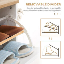 Wyld Haus Ellora Lera Slim Shoe Cabinet White And Natural - 3 Flip Drawers, Stores 12 Pairs, 70W X 23.5D X 122H Cm - thumbnail 7