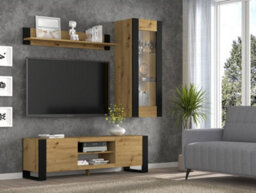 Arte Mondi A Elegant Wall Entertainment Unit Set In Oak Artisan - Living Room Furniture Set Tv Stand H1720mm W1580mm D400mm - thumbnail 1