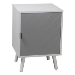 Urbn-Living Urbnliving Height 57Cm Hanover 1 Door Modern Lined Wooden Bedroom Bedside Colour White & Grey Cabinet Nightstand Side Table - thumbnail 1