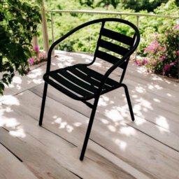 Black Steel Garden Stacking Chairs, Black Metal Garden Chairs, Metal Patio Chairs Be Furniture