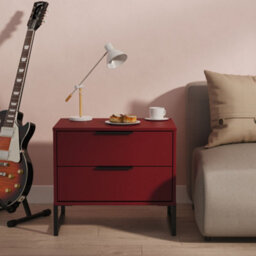 Marsala Ready Assembled Matt Red 2 Drawer Bedside Chest (H)515mm (W)575mm (D)395mm - thumbnail 1