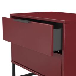 Marsala Ready Assembled Matt Red 2 Drawer Bedside Chest (H)515mm (W)575mm (D)395mm - thumbnail 4