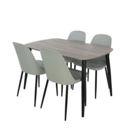 Core Products Aspen Grey Oak Effect 120Cm Rectangular Dining Table With 4 Light Grey Plastic Duo Design Chairs - thumbnail 2