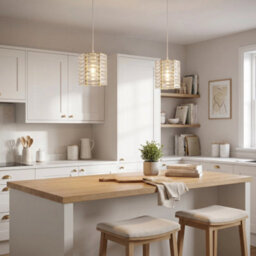 Happy Homewares Modern Hexagonal Polished Gold Pendant Shade With Clear Acrylic Rods - thumbnail 6
