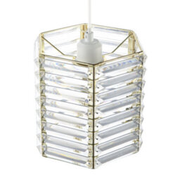 Happy Homewares Modern Hexagonal Polished Gold Pendant Shade With Clear Acrylic Rods - thumbnail 3