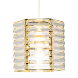 Happy Homewares Modern Hexagonal Polished Gold Pendant Shade With Clear Acrylic Rods - thumbnail 2