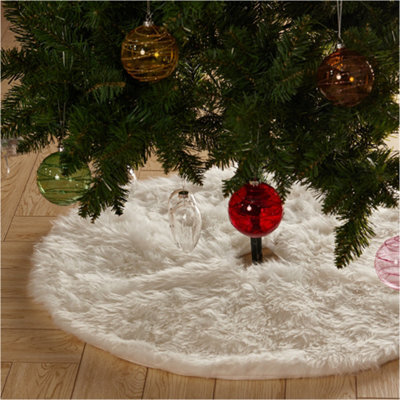 Living And Home White Plush Christmas Tree Skirt Holiday Decoration Xmas Ornament 122 Cm - image 1
