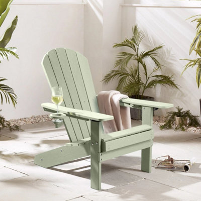 1Pc Sage Green Adirondack Garden Chair, Hdpe Reclining Outdoor Armchair - image 1