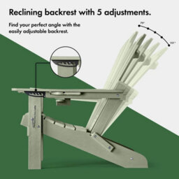 1Pc Sage Green Adirondack Garden Chair, Hdpe Reclining Outdoor Armchair - thumbnail 6