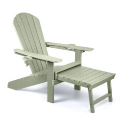 1Pc Sage Green Adirondack Garden Chair, Hdpe Reclining Outdoor Armchair - thumbnail 2