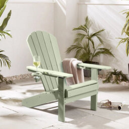 1Pc Sage Green Adirondack Garden Chair, Hdpe Reclining Outdoor Armchair - thumbnail 1