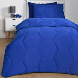 OHS Coverless Duvet 7.5 Tog Pillowcase Quilt Honeycomb Bedding Set, Blue - Single - thumbnail 5