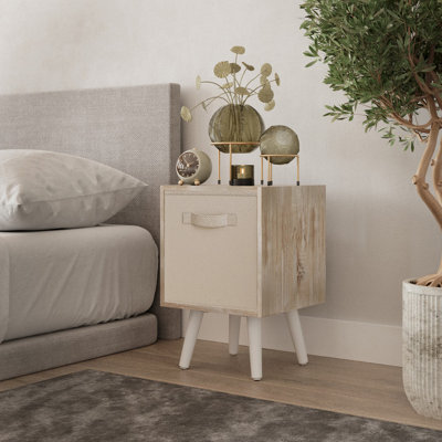 Urbn-Living Urbnliving 51Cm Height Antique Oak Wooden Cube Storage Bookcase Beige Inserts Scandinavian White Legs - image 1