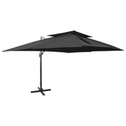 Walplus Cantilever Garden Parasol With Double Top Black 400X300 Cm - thumbnail 1
