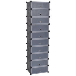 Berkfield Durable Interlocking Shoe Organiser With 10 Compartments Black